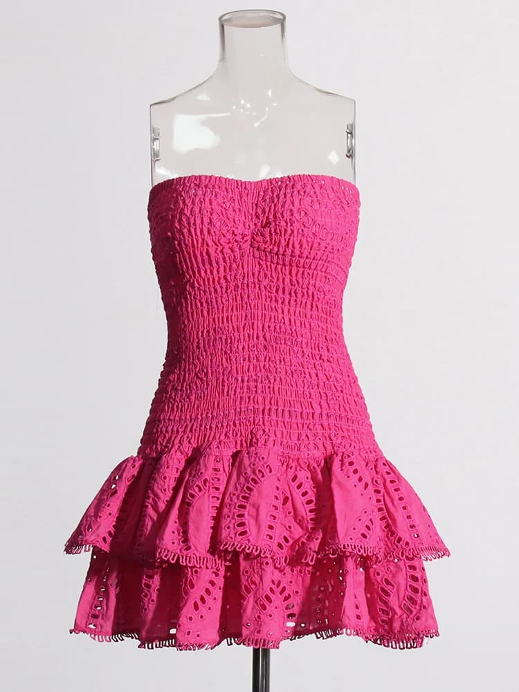 TWOTWINSTYLE – Mini robe trapèze de styliste, sans bretelles, sans manches, taille haute, ourlet à v