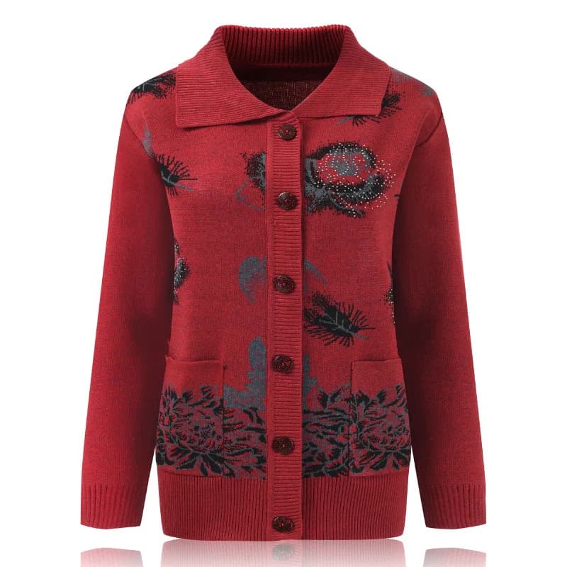 Fdfklak-Cardigans à revers pour femmes elmantes d'âge moyen, pull à boutons College pour mère, vêtem