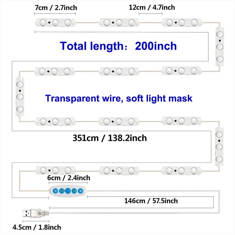 Miroir de maquillage ampoule LED lumières de vanité USB 5V salle de bain coiffeuse éclairage réglabl