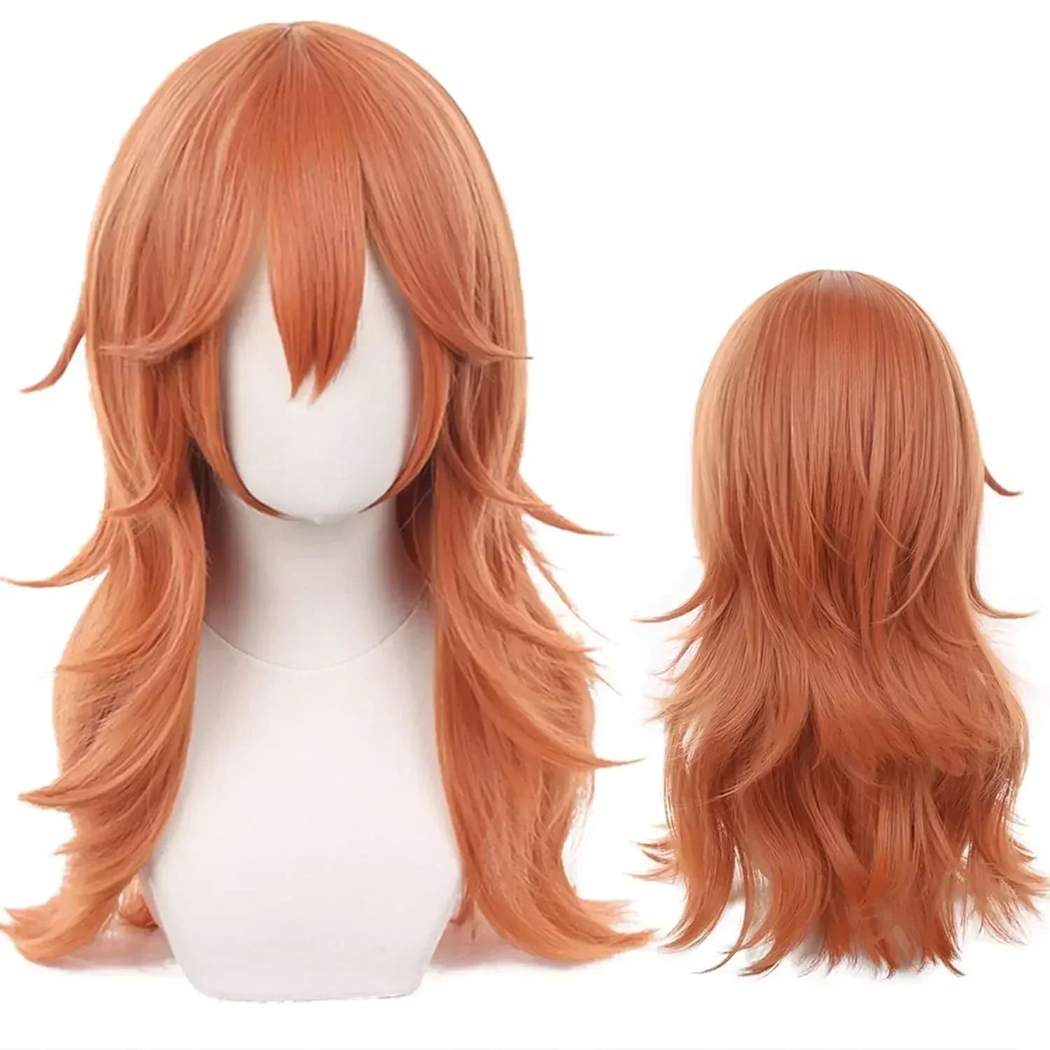 Ange diable pour tronçonneuse homme frange longue Orange marron Cosplay perruques Halloween Costume 