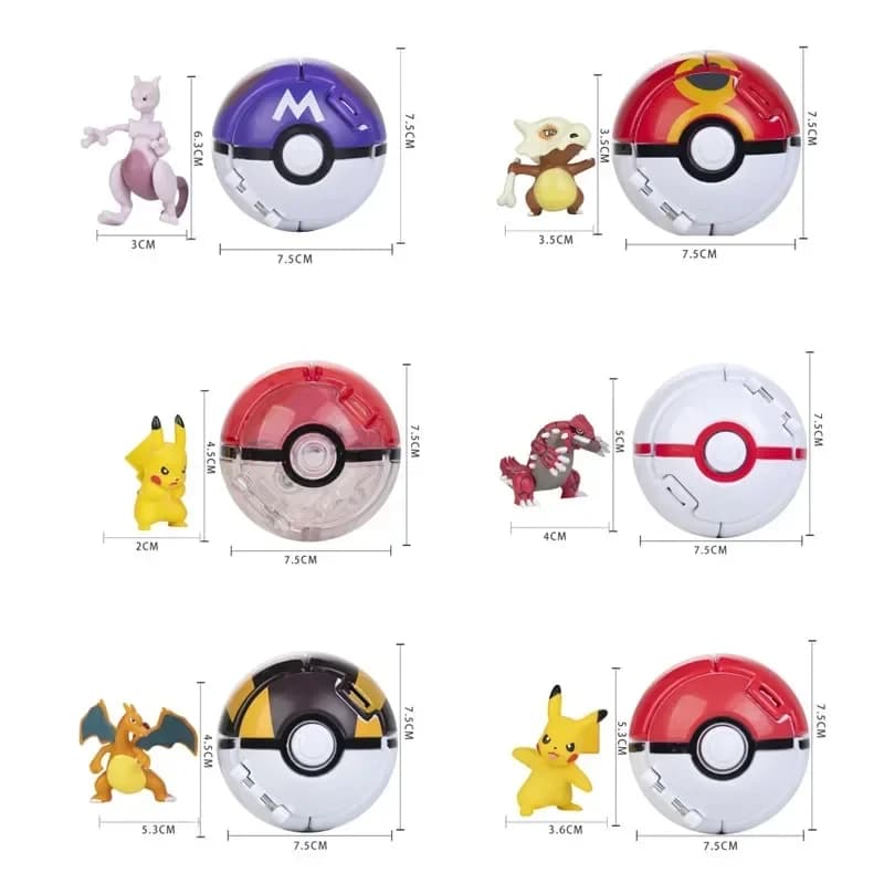 Figurine Pokeball Pokemon, boule elfe, dessin animé, Pikachu, Charizard, monstre de poche, animal de