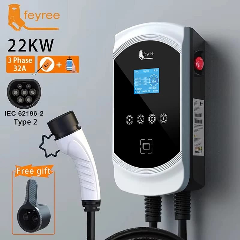 Feyree EV chargeur 32A 7.6KW véhicule électrique chargeur de voiture EVSE Wallbox 11KW 22KW 3 phases