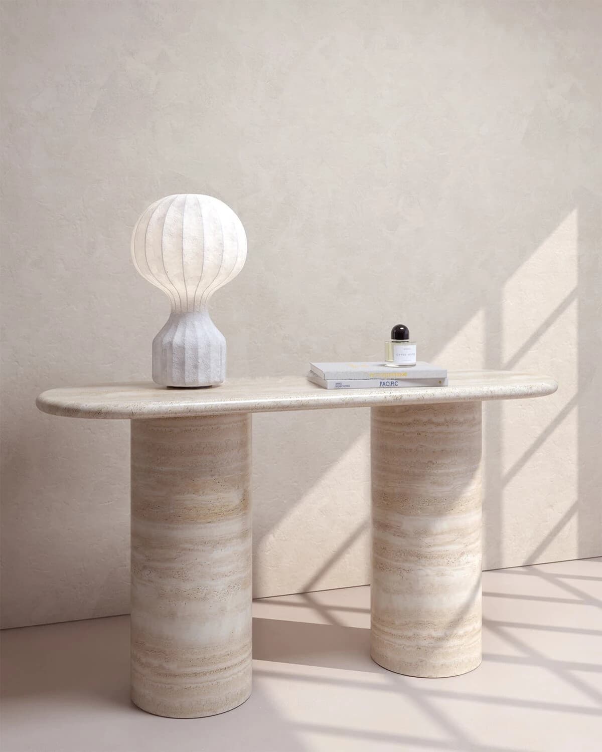 Table Console en travertin Beige moderne, meubles de salon en pierre naturelle, Table d'entrée de co