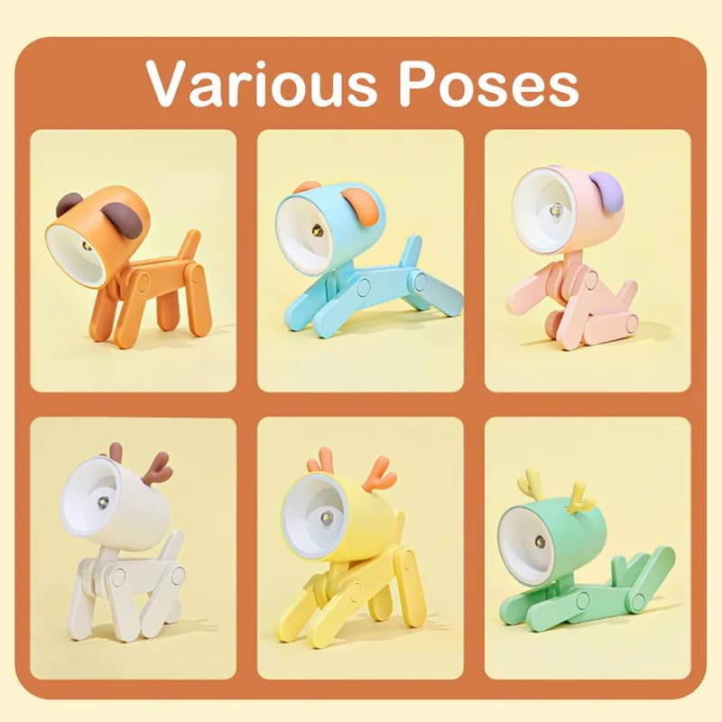 Mini veilleuses Led pliante lampe de bureau dessin animé mignon chien de compagnie cerf forme veille