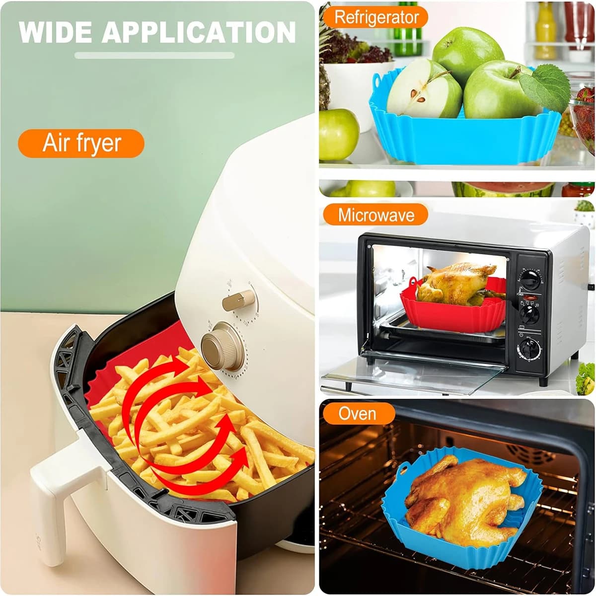 Pot de revêtement en Silicone pour friteuse à Air, panier de friteuse à Air, Gadgets de cuisine, pla