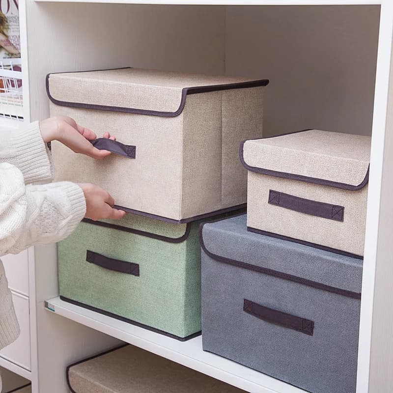 Boîte de rangement en tissu non tissé gris, fournitures pour la maison, vêtements, sous-vêtements, c