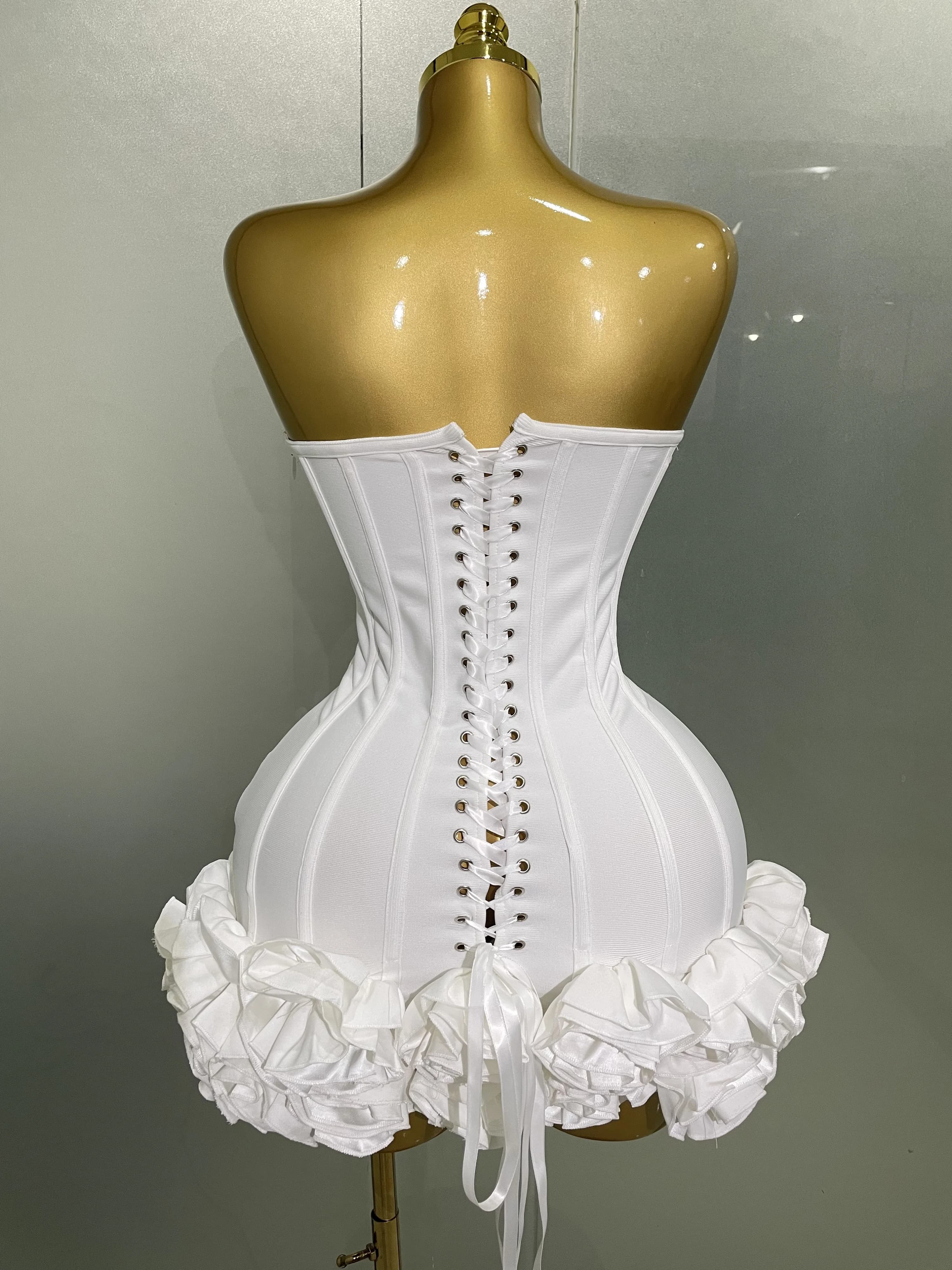 Robe de soirée à bandes pour femmes, sans bretelles, moulante, fleurs, Mini célébrité, Sexy, robes d