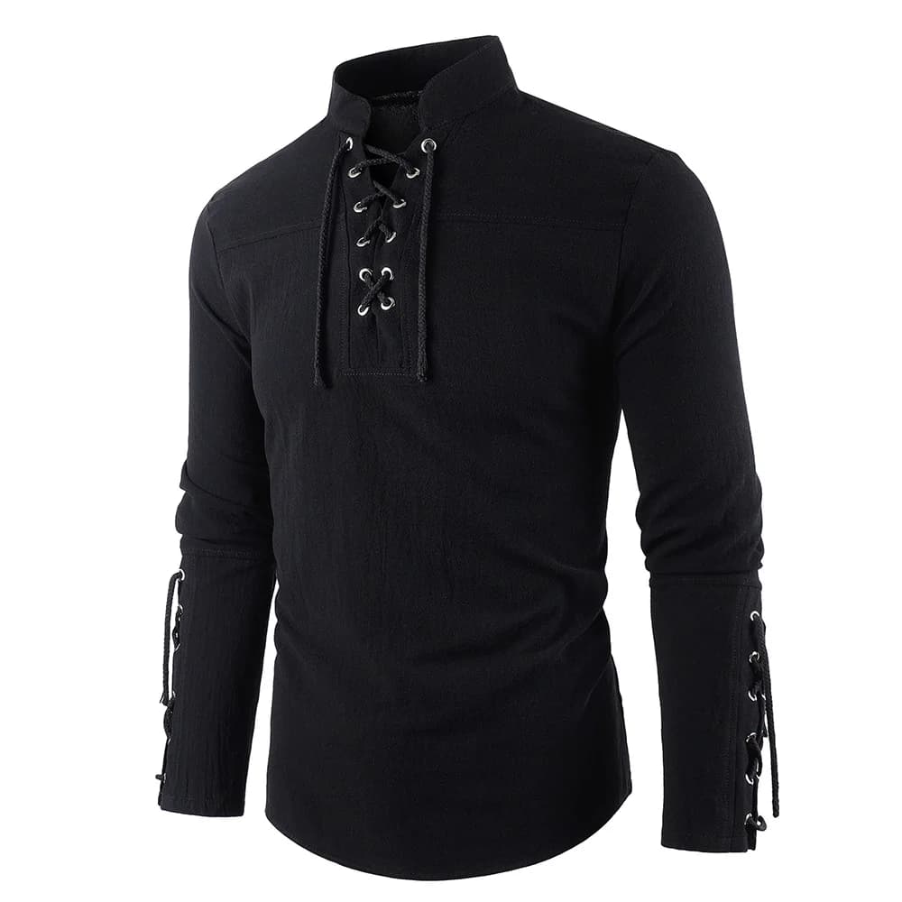 Robe de Pirate médiévale pour hommes, Streetwear élégant, Style gothique d'halloween, hauts à col en