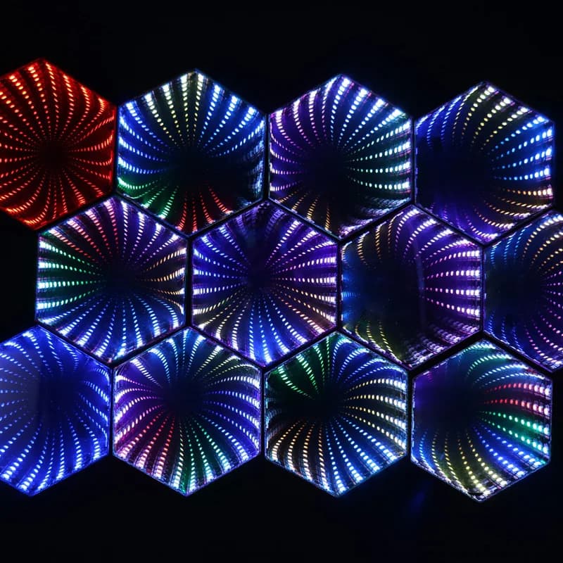 RGB 3D Hexagonal miroir Tunnel lumière LED bureau lampe d'ambiance calcul jeu musique rythme synchro