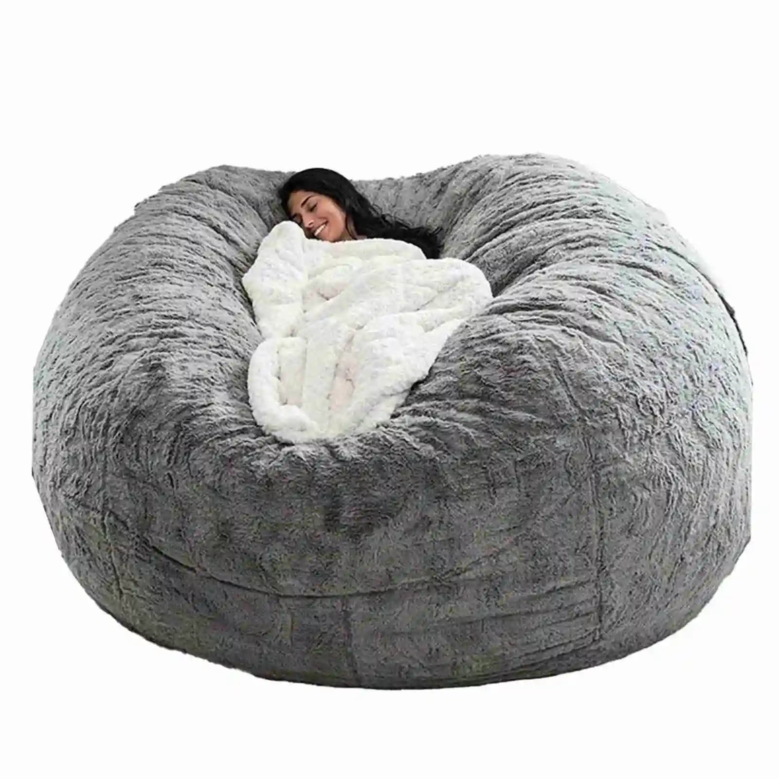 Pas de farci pouf gris chaise sacs de haricots géants Pouf canapé-lit bouffée Futon siège de chambre