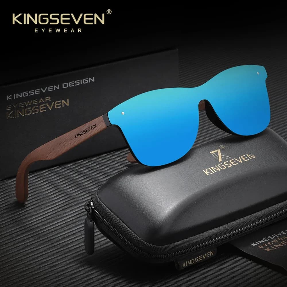KINGSEVEN mode noyer lunettes de soleil hommes femmes polarisées UV400 lunettes de protection en boi