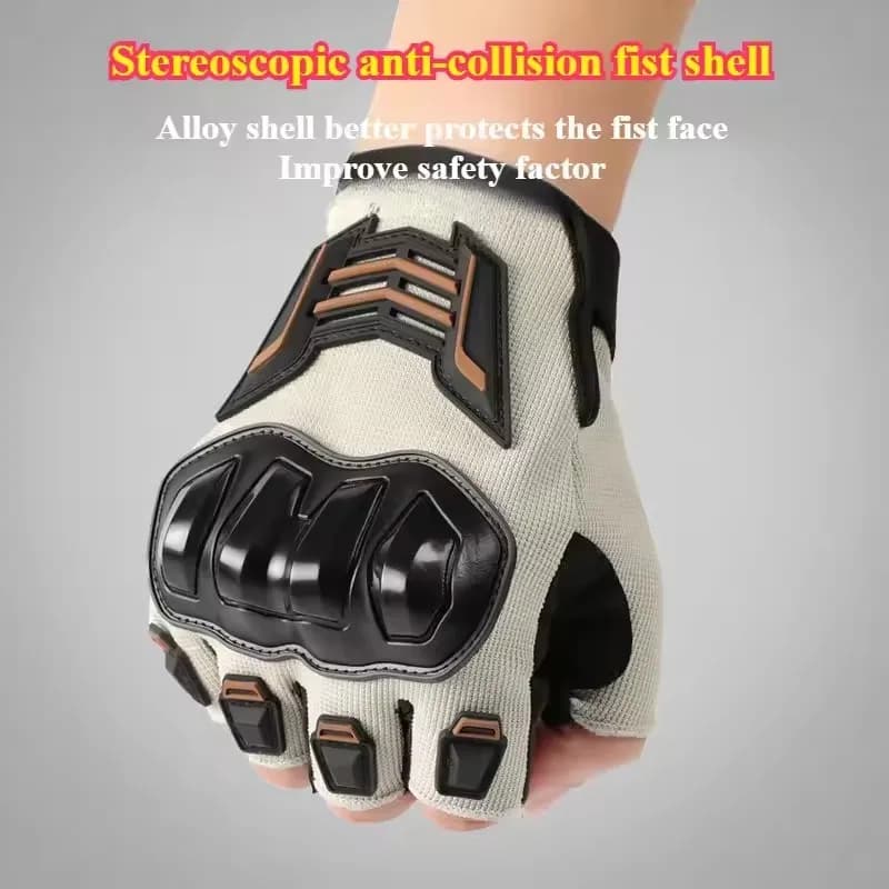 Gants de moto respirants, demi-doigt, résistants à l'usure, antidérapants, pour cyclisme en plein ai
