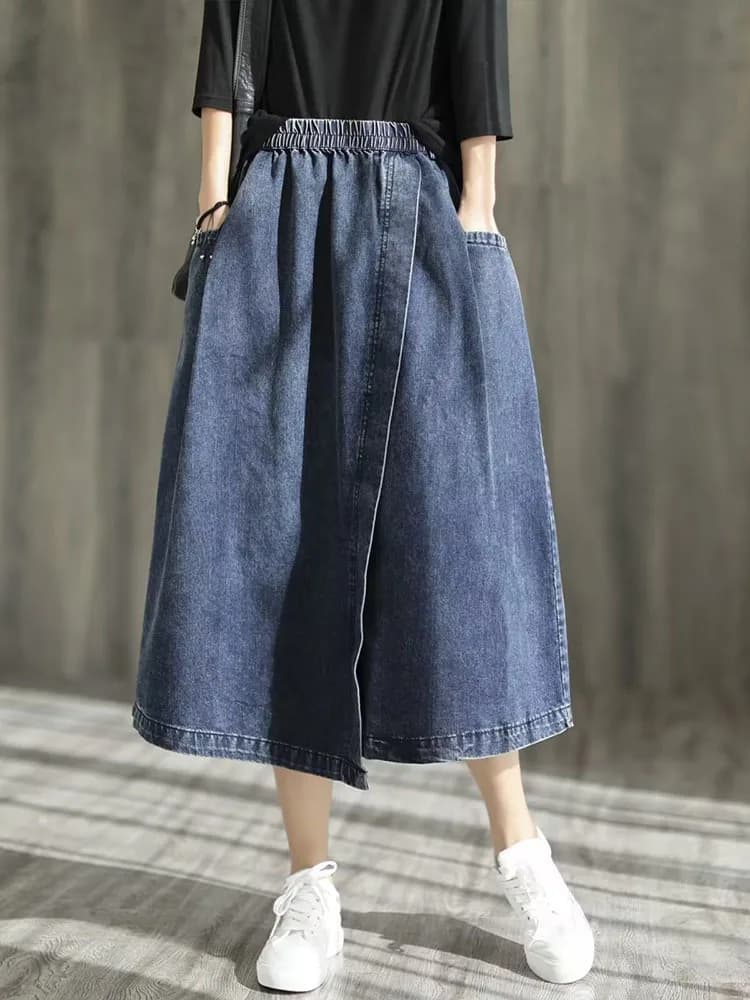 Amax luluE 2024 printemps nouveau Streetwear femmes mode Vintage jupes en Denim amples femmes de lux