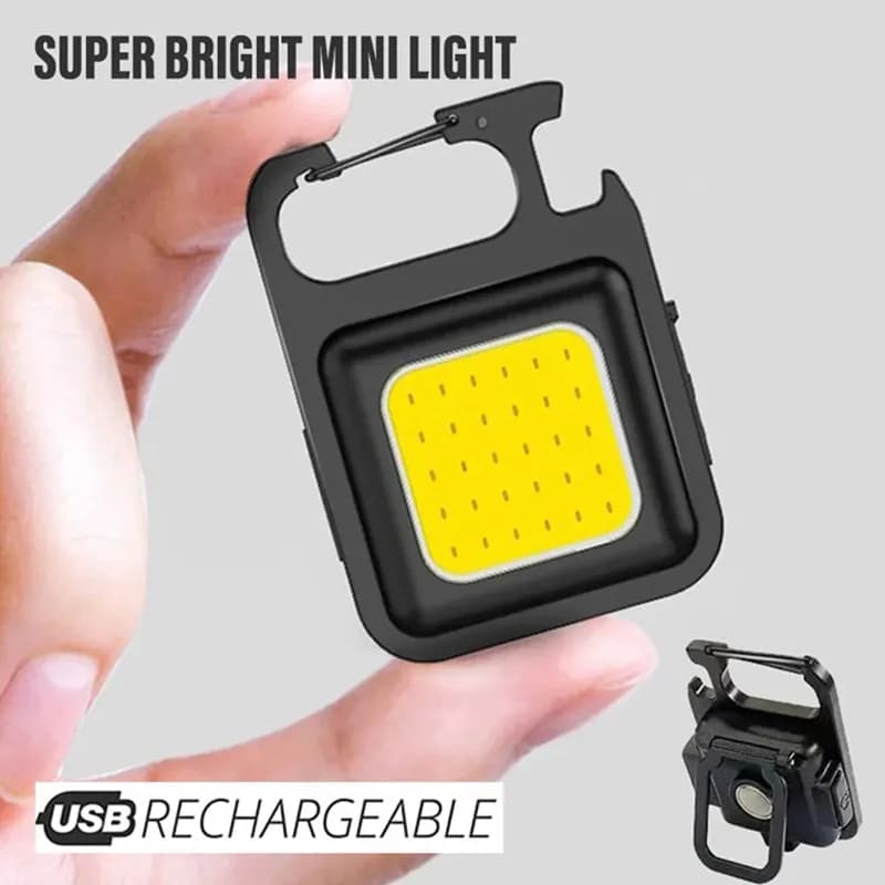 Mini lampe torche porte-clés super lumineuse COB, lampe de travail portable rechargeable par USB, la