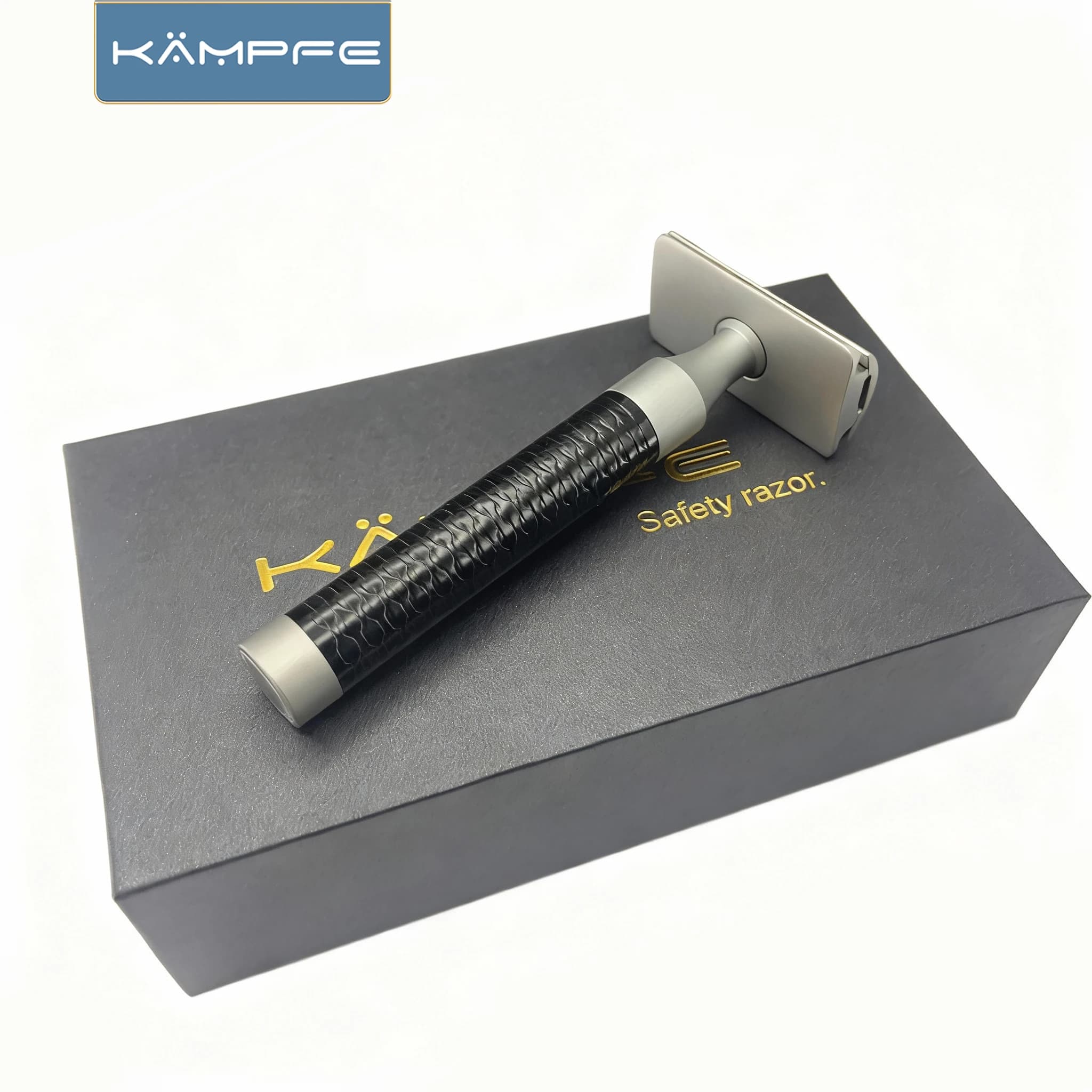 Rasoir de sécurité manuel en acier inoxydable KAMPFE, rasoir à double tranchant de style ancien avec