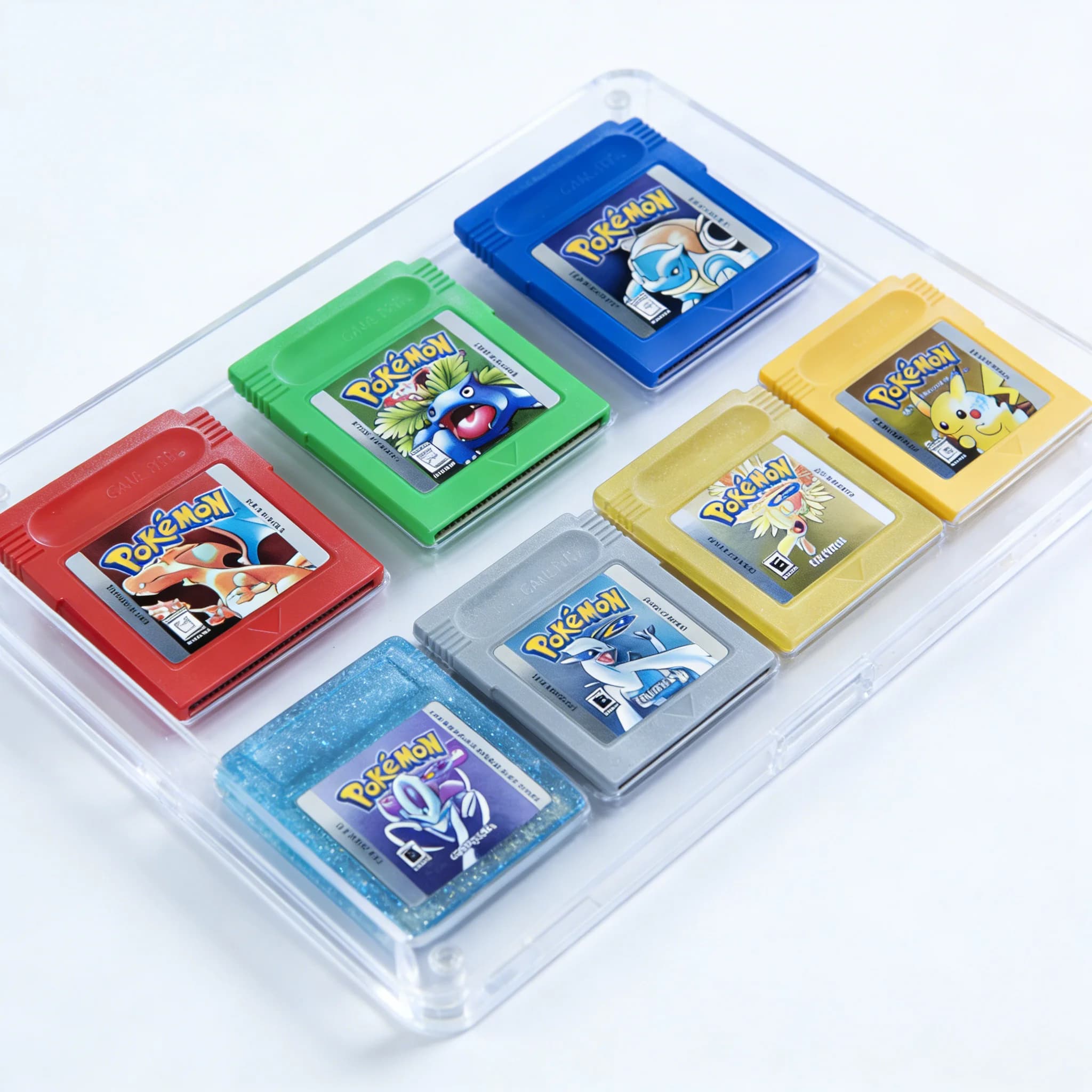 Lot de cartouches Pokémon multilingues USA/EUR/ESP/FRA/NOE GBC Rouge/Bleu/Cristal/Or/Argent/Jaune/Ve