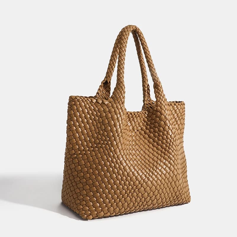 Sac à main rayé pour femmes, fourre-tout tissé élégant et décontracté, sac à bandoulière de luxe en 