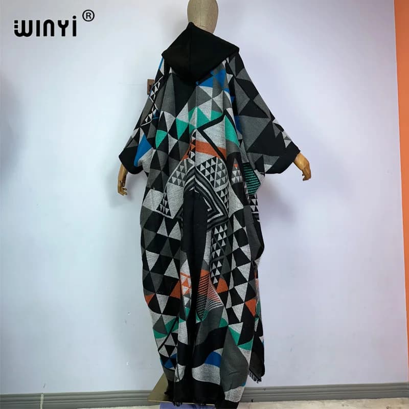 WINYI-Robe à capuche pour femme, tenues d'hiver, haute qualité, manteau chaud, Kaftan féminin, robe 