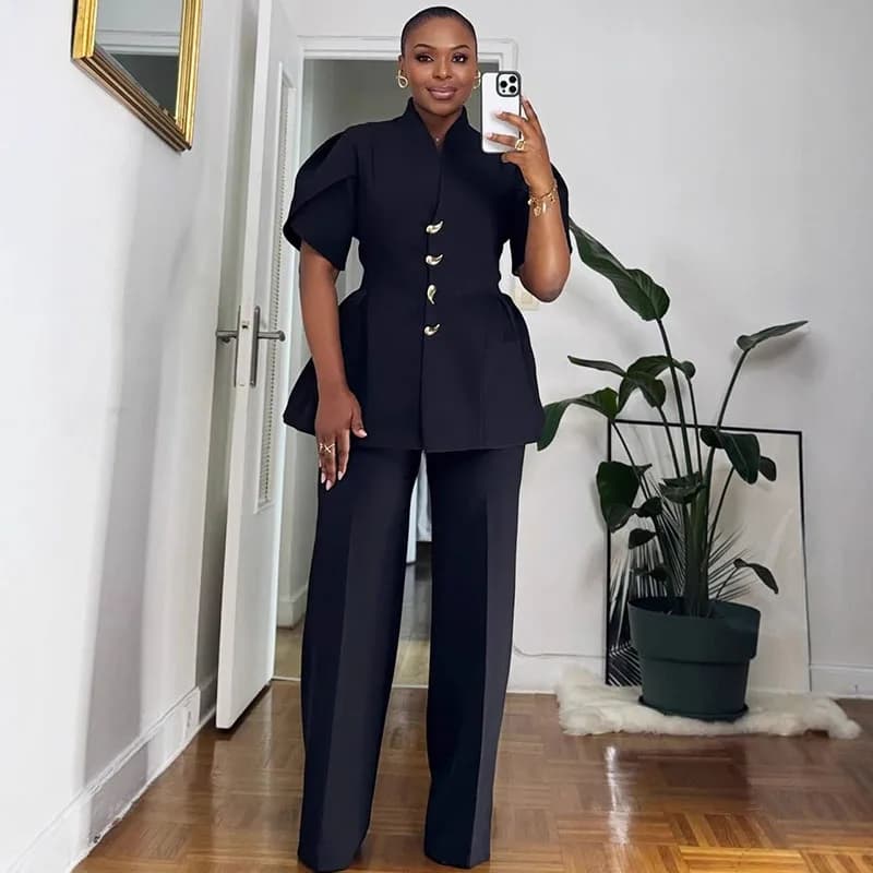 Ensemble deux pièces Vintage élégant pour femmes, ensemble assorti pour bureau, simple boutonnage, m