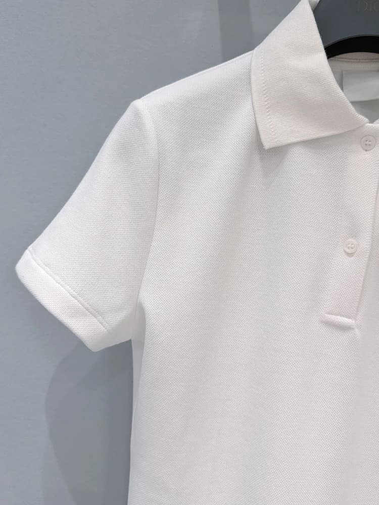 Polo en coton blanc slim décontracté pour femme, col rabattu, manches courtes, couleur unie, collect
