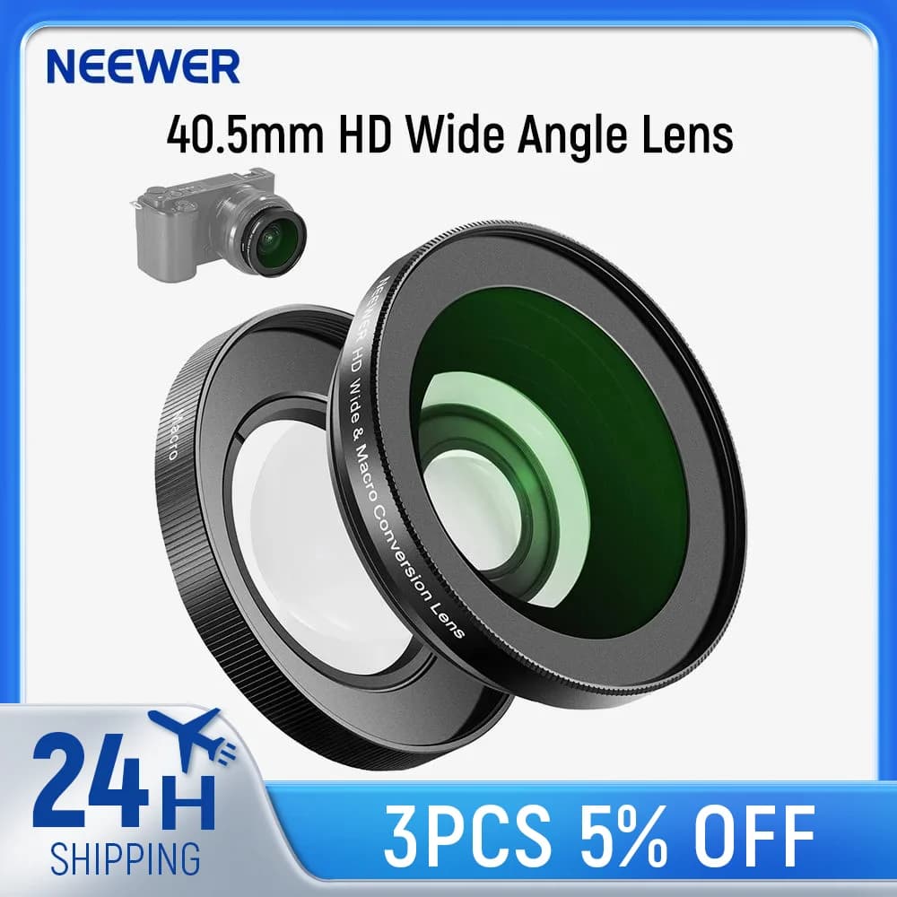 NEEWER 40.5mm HD objectif grand Angle pour Sony ZV-1F ZV-E10 A5000 A6000, 2 en 1 18mm grand Angle et