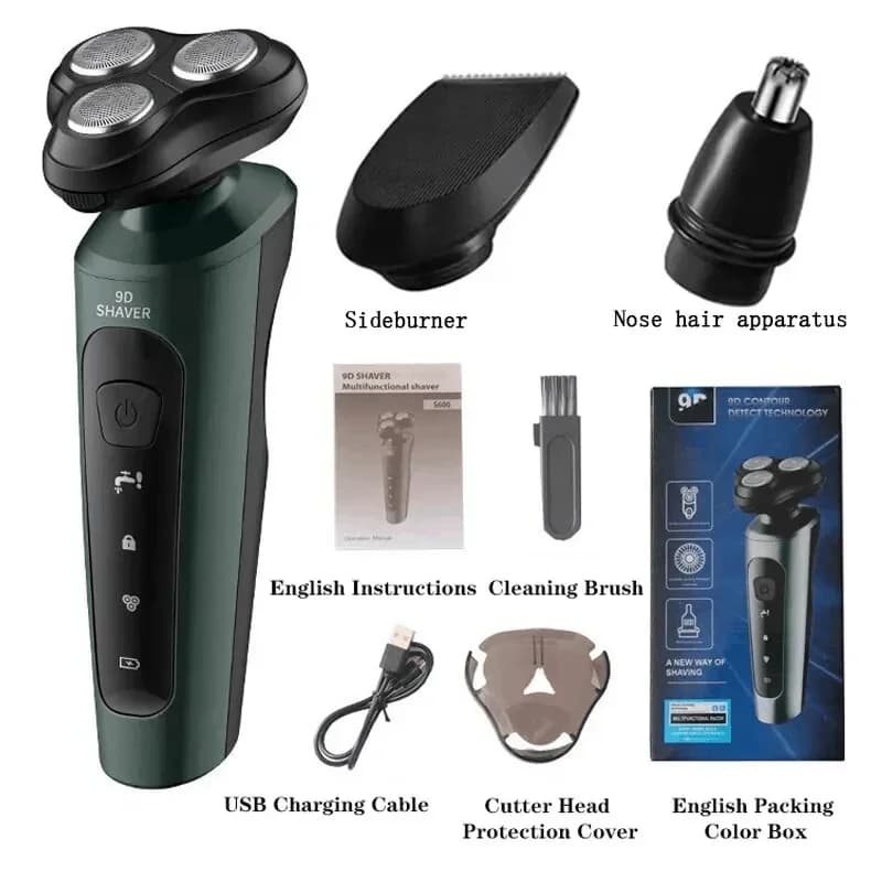 Nouveau rasoir électrique 9D pour hommes, USB, monté sur voiture, haute puissance, lavage complet du