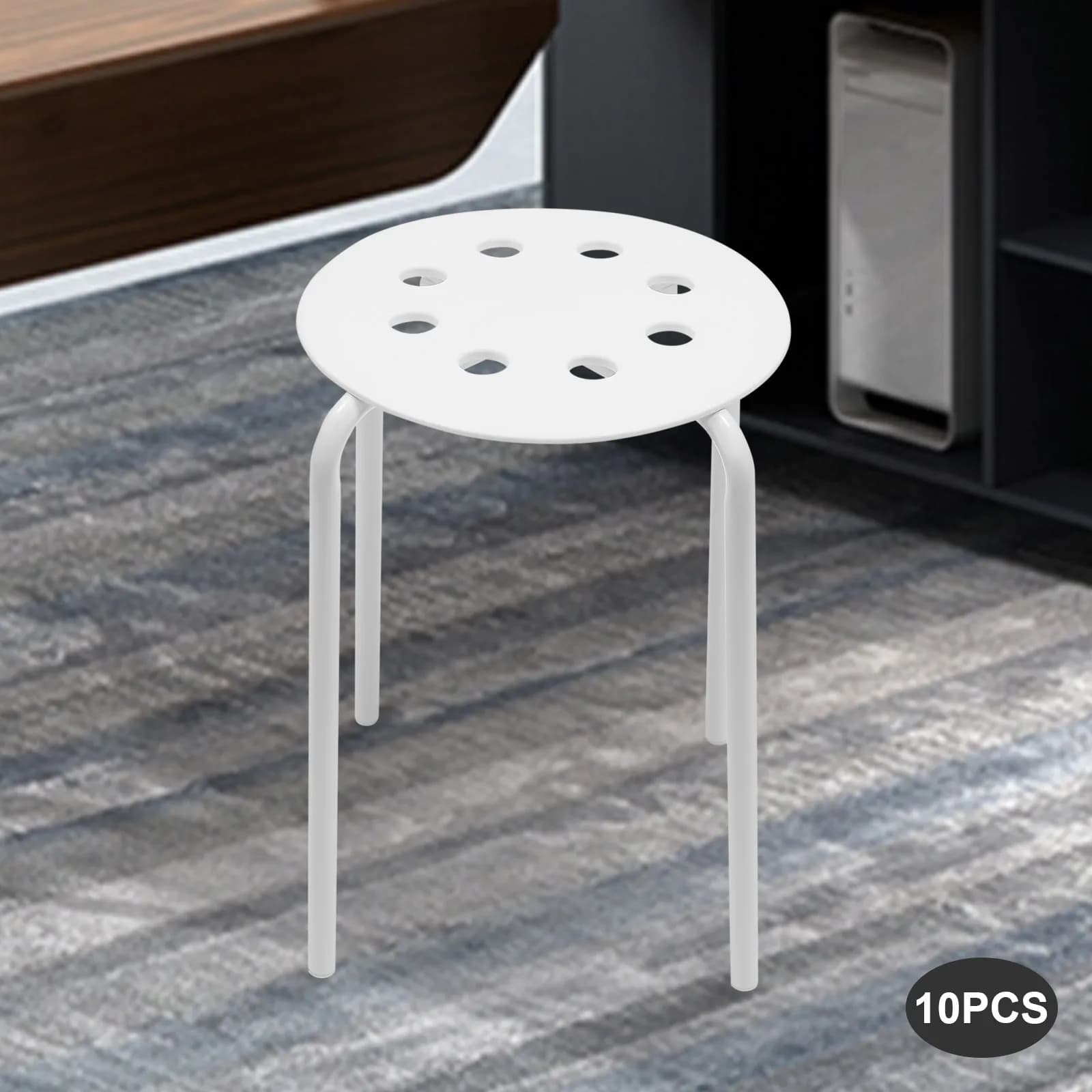 Paquet de 10 tabourets empilables en plastique portables blancs pour salle de classe, ensemble de ta