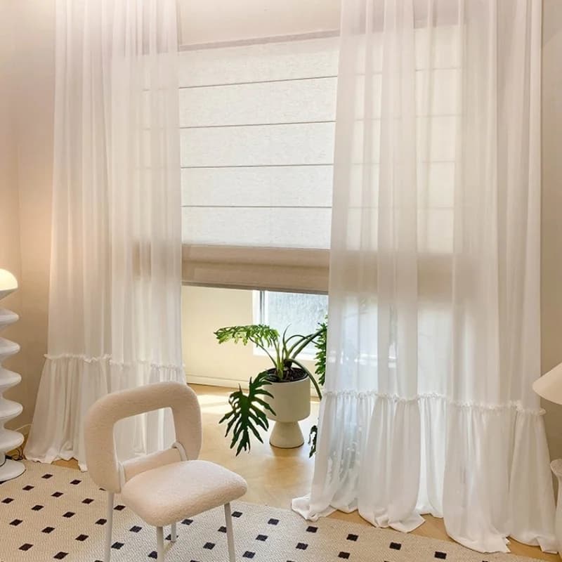 Rideaux transparents blancs de conception spéciale de jupe française pour les chambres de princesse,