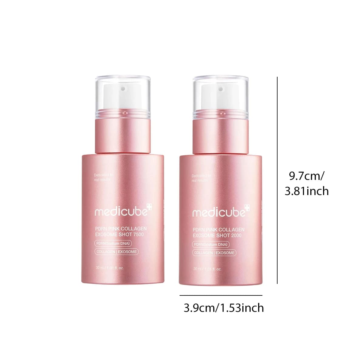 Medicube PDRN Shot d'exosome de collagène rose, liquide transparent rose, léger et absorbant rapidem