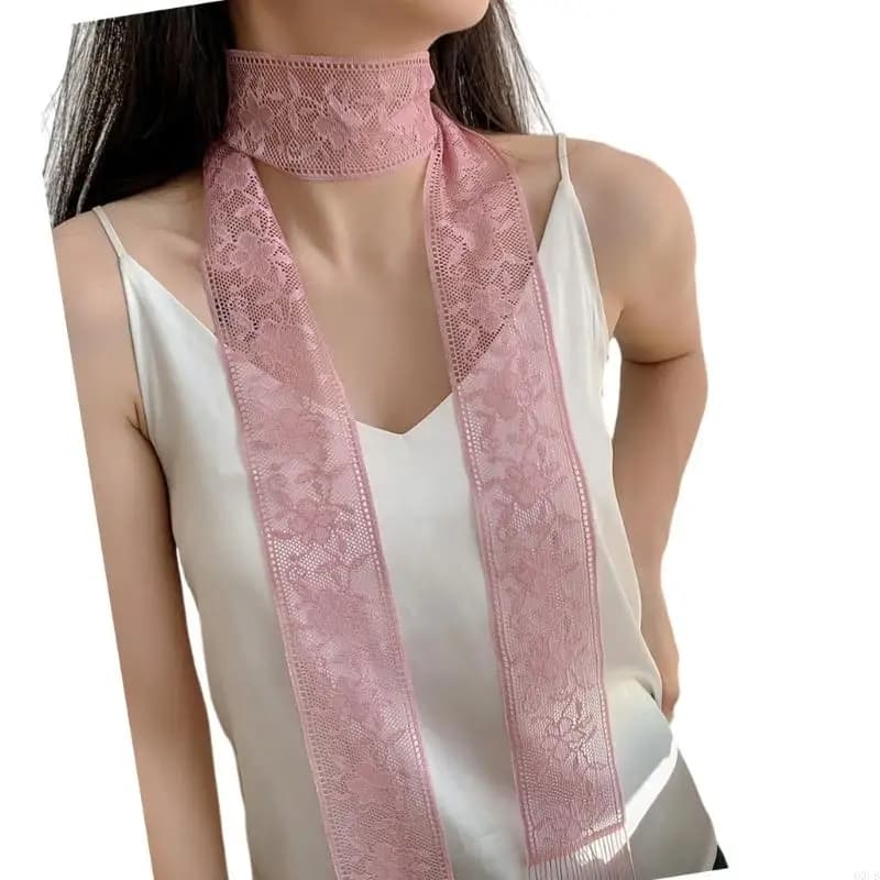 D0UB Flower brodé Neckerchief Sophistiqué écharpes uniques beaux écharpe en dentelle adaptée à diver