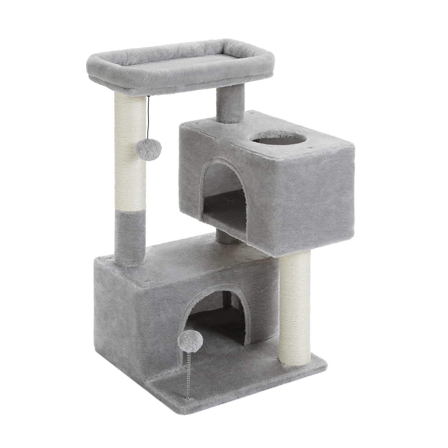 Tour d'arbre à chat d'intérieur pour chats, condo pour chat avec griffoir, perchoir souple et balle 