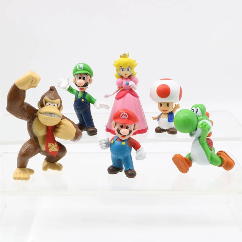 Nouveauté 2026 : Lot de 6 figurines d'action Super Mario Bros en PVC – Luigi, Yoshi, Donkey Kong, Ch