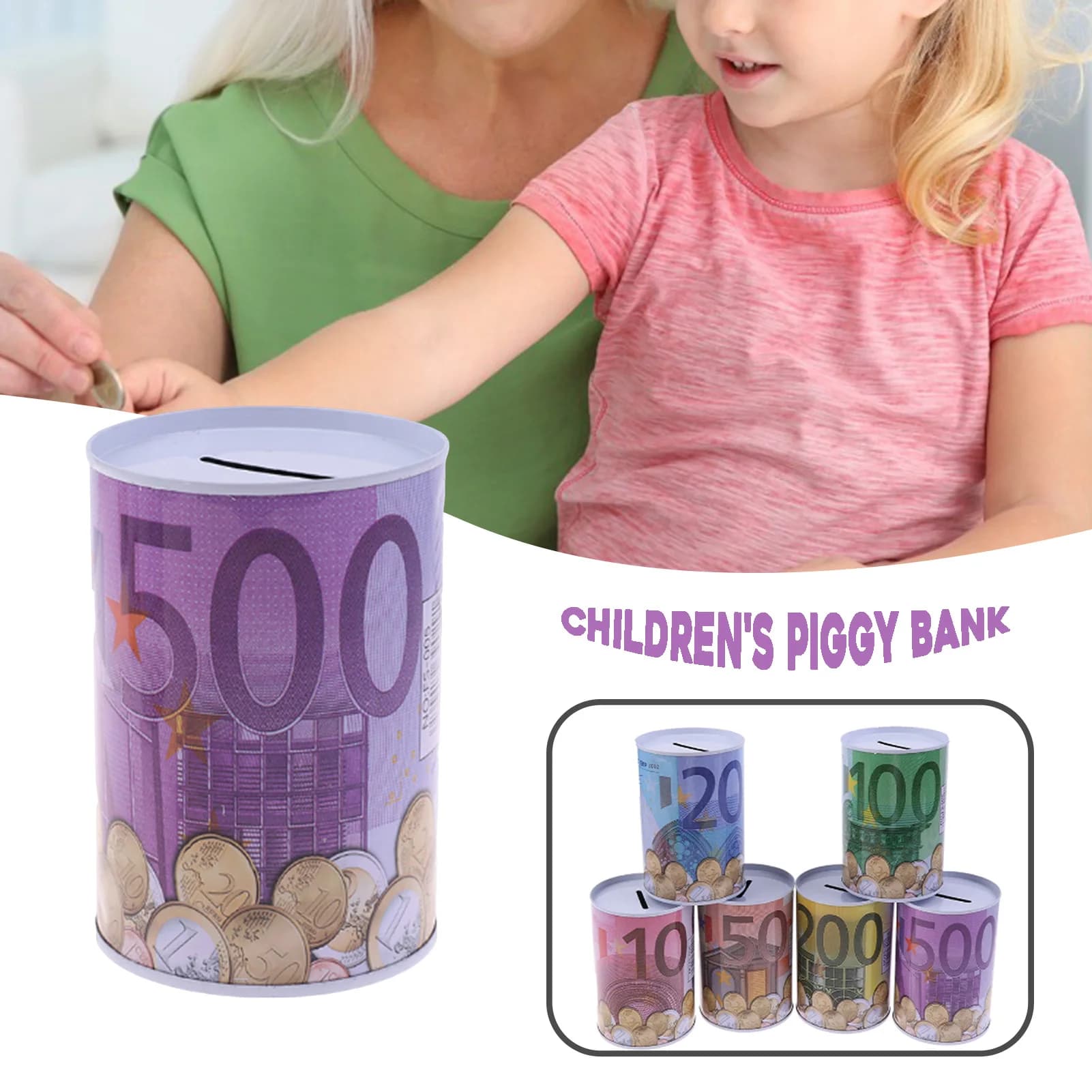 Tirelire à bord lisse pour enfants, boîte d'économie d'argent, rangement de pièces de monnaie précie