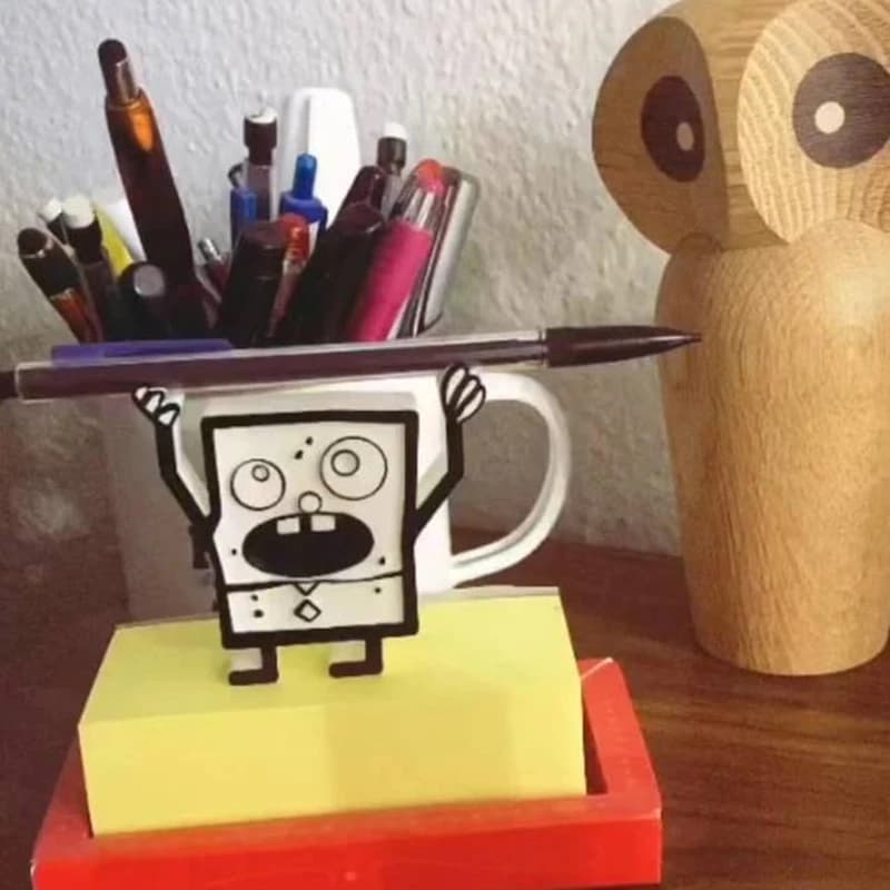 Porte-crayons imprimé en 3D, DoodleBob, porte-stylo de bureau, organisateur de bureau, décoration de