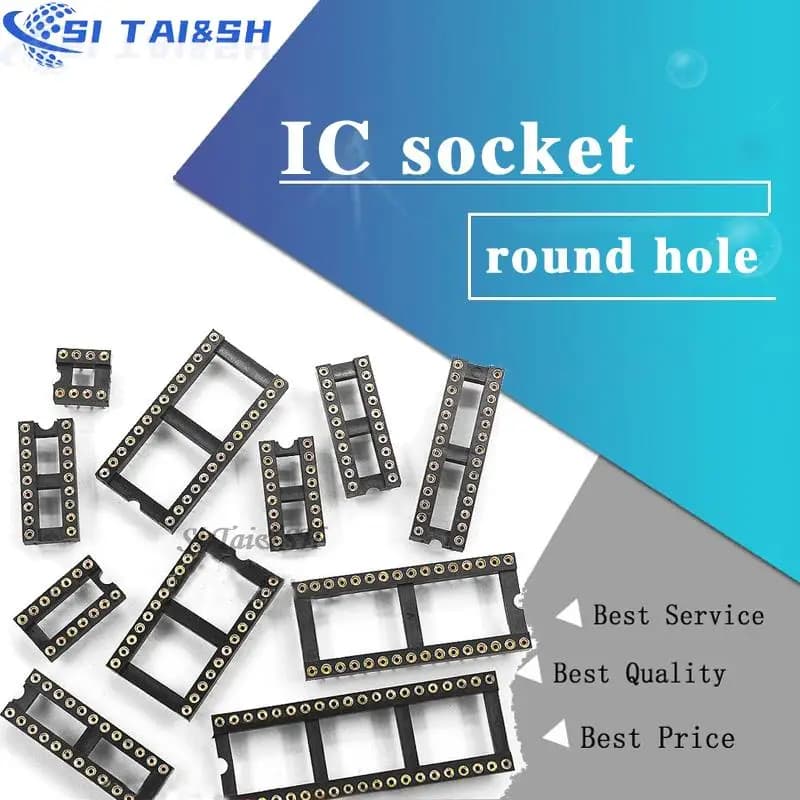 Connecteur de prise IC à trou rond, 10 pièces, DIP 6 8 14 16 18 20 24 28 40 broches DIP6 DIP8 DIP14 