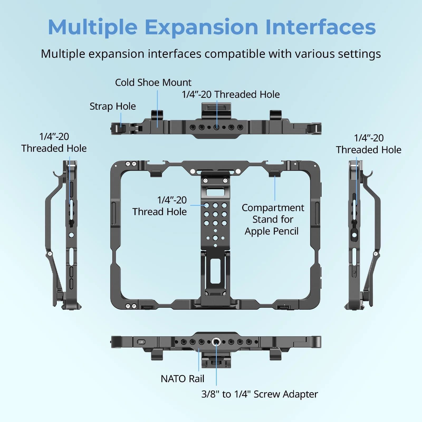 SmallRig-Pare-soleil Velcro pour iPad Mini 6 / A17 Pro, avec poignées amovibles, compatible avec Qui