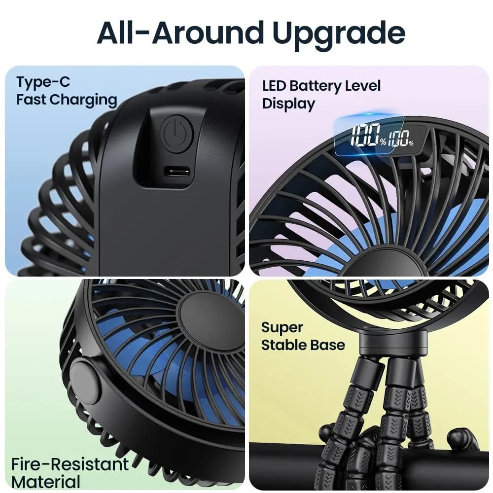 TOPK-Mini ventilateur portable pour poussette, 5000mAh, aste par USB, ventilateur électrique d'extér