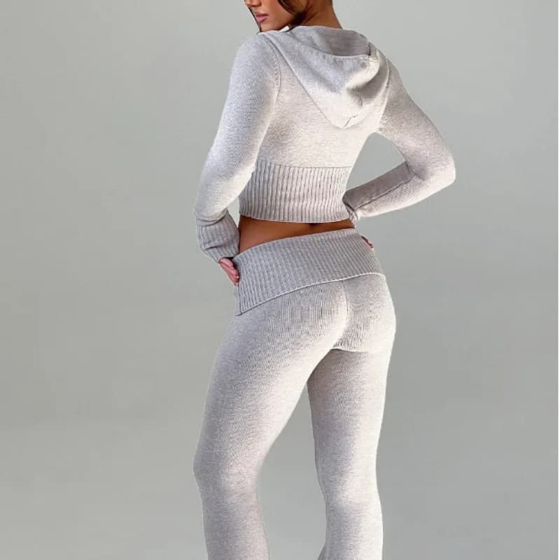Nouvelle collection printemps - Vêtements pour femmes - Haut court à capuche slim - Pantalon décontr