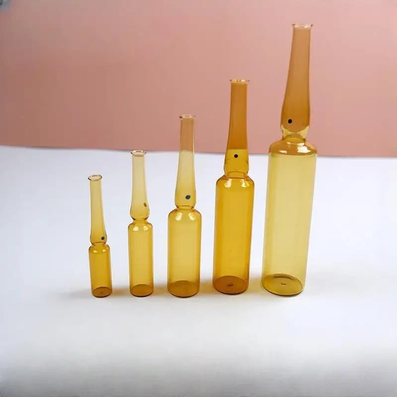 Bouteille d'ampoule en verre ambré de 1/2/5ml, col incurvé, facile à plier, bouteille d'injection, b