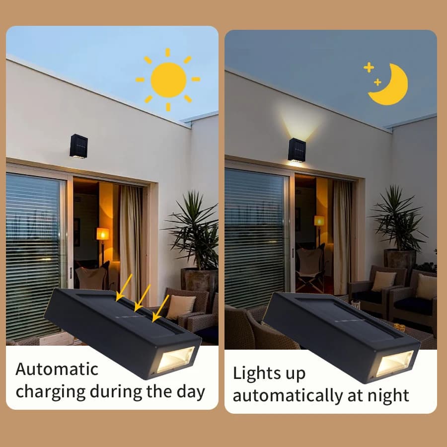 Applique Murale Solaire à LED, Imperméable, Haut et Bas, pour Décoration de Jardin, Chemin, Escalier