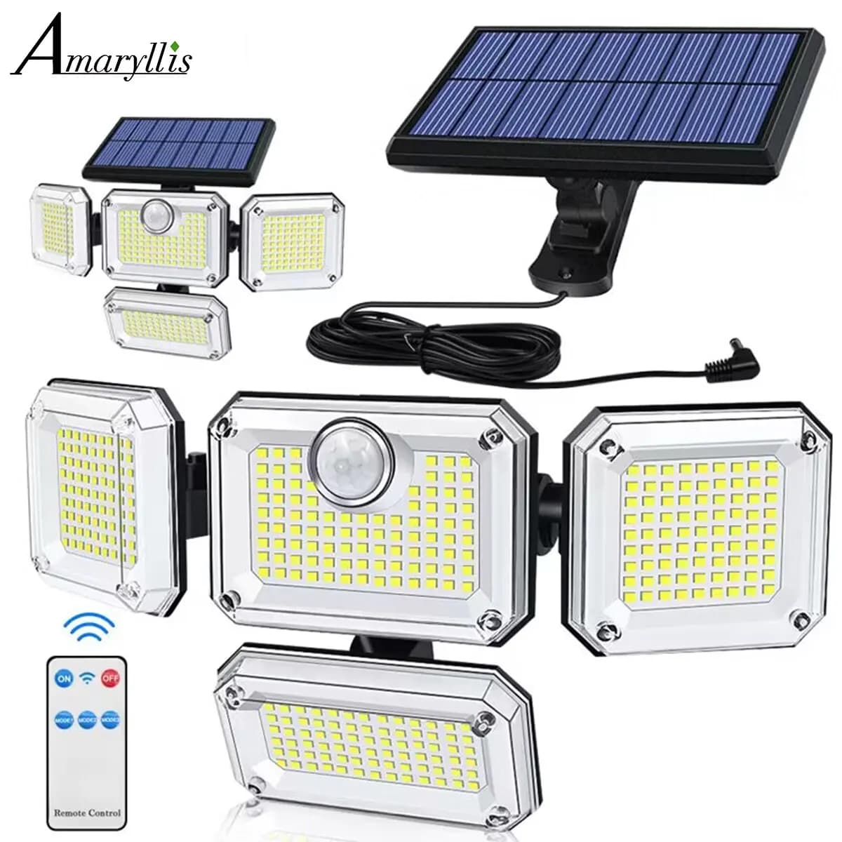 20w lumière solaire 122/333led IP65 étanche extérieure intérieure lampe de jardin solaire avec tête 