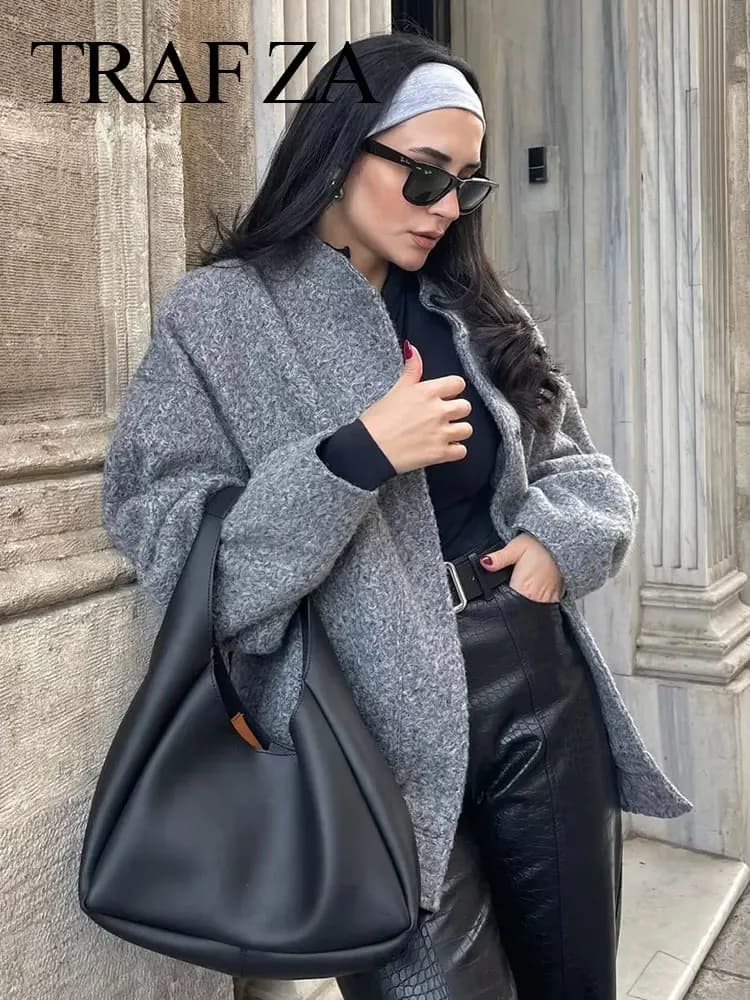 HH femmes élégant solide manteau bouton à manches longues poche Bomber 4 couleurs veste femme printe
