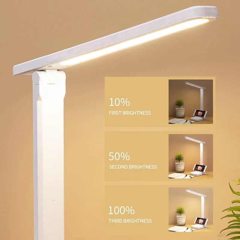 Lampe de table pliable rechargeable, protection des yeux, lampe LED à intensité variable tactile, la