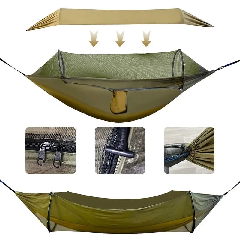 Hamac Double d'extérieur Anti-renversement avec moustiquaire, lit balançoire de Camping Portable en 