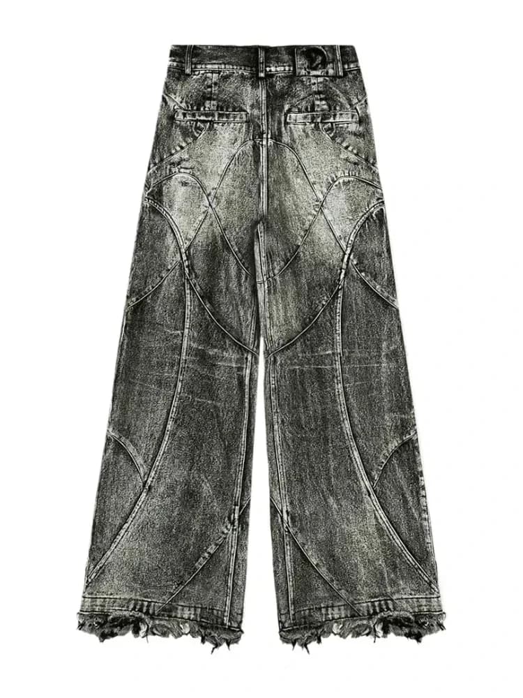 Jeans vintage Y2K streetwear punk hip hop pour femmes, pantalon grunge baggy déchiré, denim délavé, 