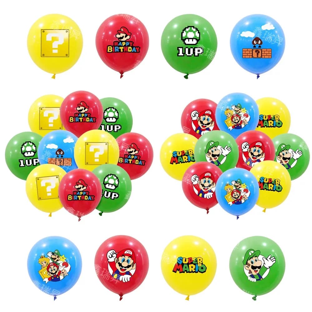 10 pièces Anime Super Mario ballons ensemble mixte Latex ballon bébé douche enfants fête d'anniversa