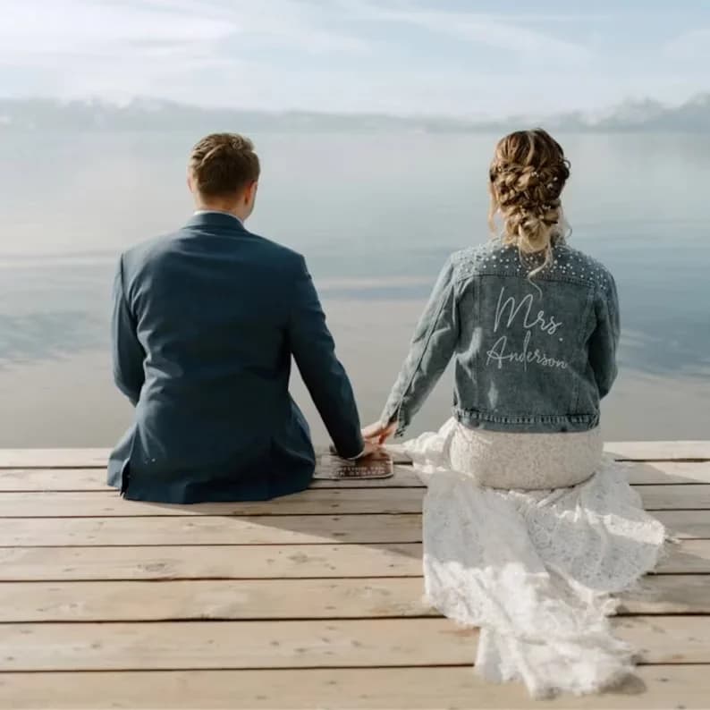 Veste en jean personnalisée avec Mme Pearl, veste en jean pour la mariée, cadeau pour les patients e