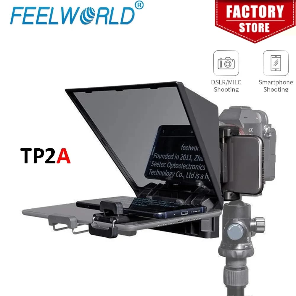 FEELWORLD – téléprompteur Portable TP2A, supporte moins de 8 pouces, prise de vue DSLR, Smartphone/t