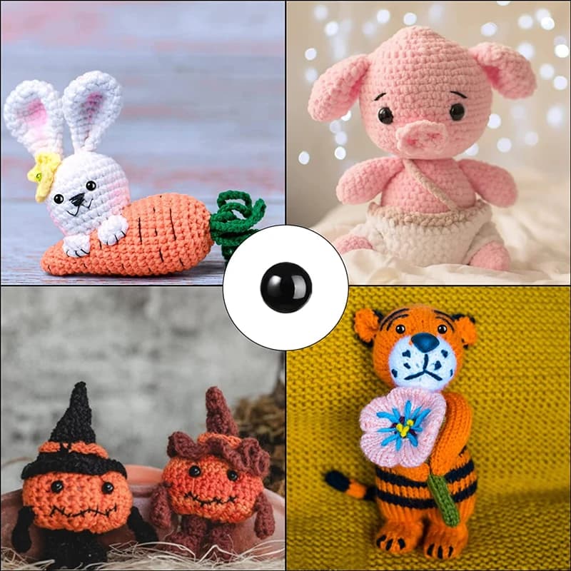 Yeux de sécurité en plastique noir pour jouets Amigurumi, kit de bricolage, artisanat TeddyBear, acc