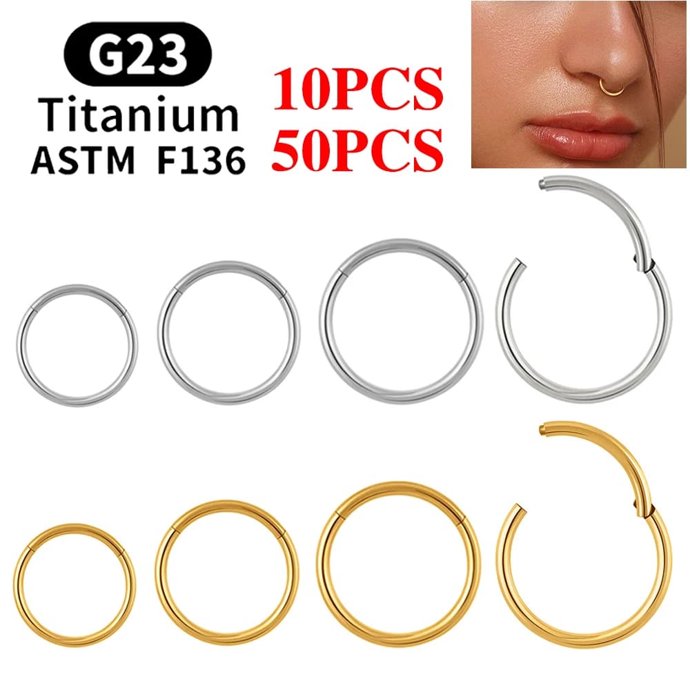 10/50 pièces ASTM F136 titane nez anneau articulé Clicker Segment Septum cerceau femmes hommes oreil
